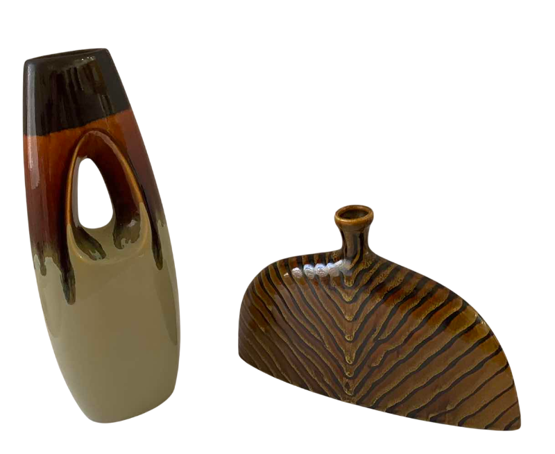 Photo 1 of 2-JAPANESE GLAZED VASES
