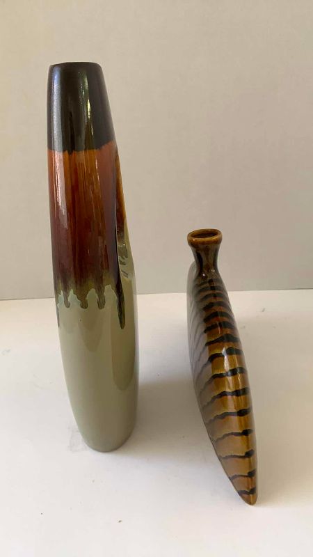 Photo 1 of 2-JAPANESE GLAZED VASES