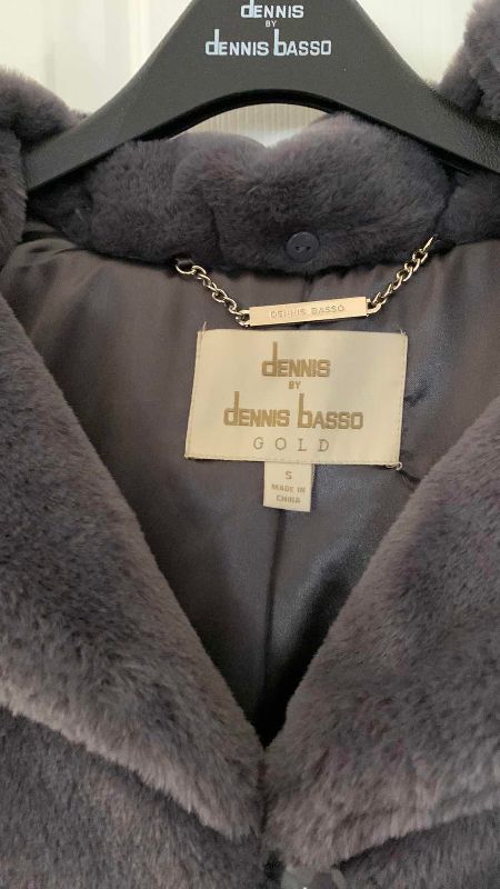 Photo 1 of DENNIS BY DENNIS BASSO GREY PILLOW COLLAR FAUX SHEARLING WOMENS JACKET SIZE S