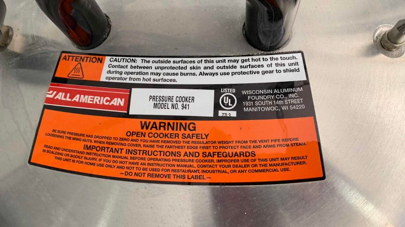 Photo 1 of ALL AMERICAN PRESSURE COOKER MODEL 941