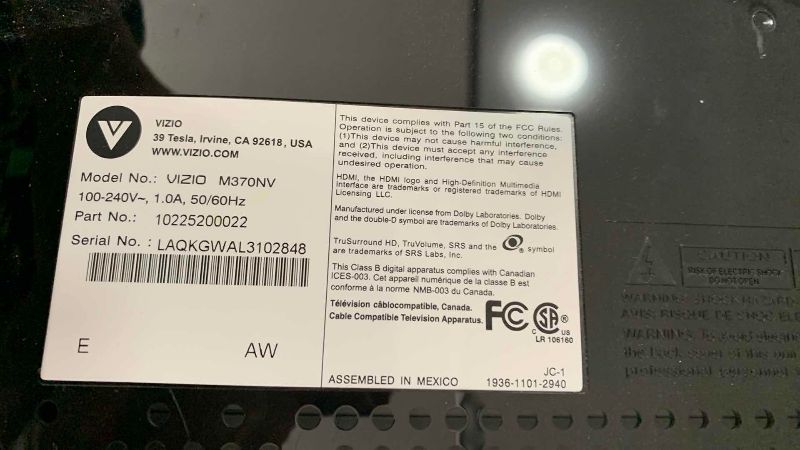 Photo 1 of VIZIO 37" TELEVISION MODEL M370NV
