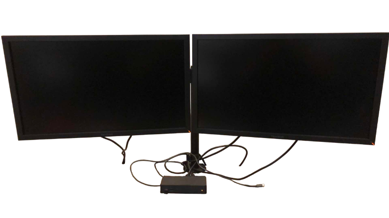 Photo 1 of 2-24" VIEWSONIC VG2439SMH DUAL COMPUTER MONITOR SETUP WITH DELL UNIVERSAL DOCK UD22