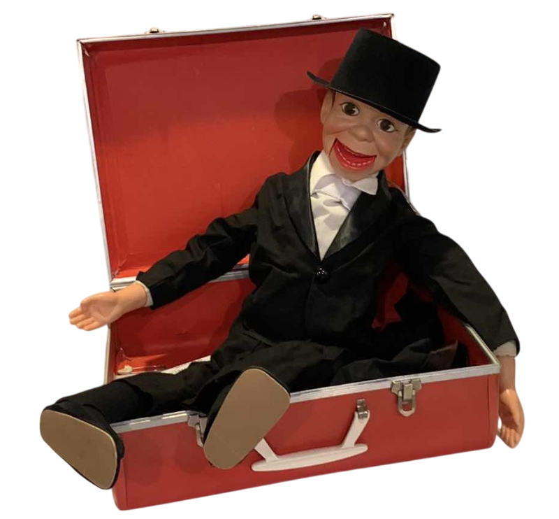 Photo 1 of VINTAGE CHARLIE MCCARTHY VENTRILOQUIST DOLL WITH ORIGINAL CARRYING CASE