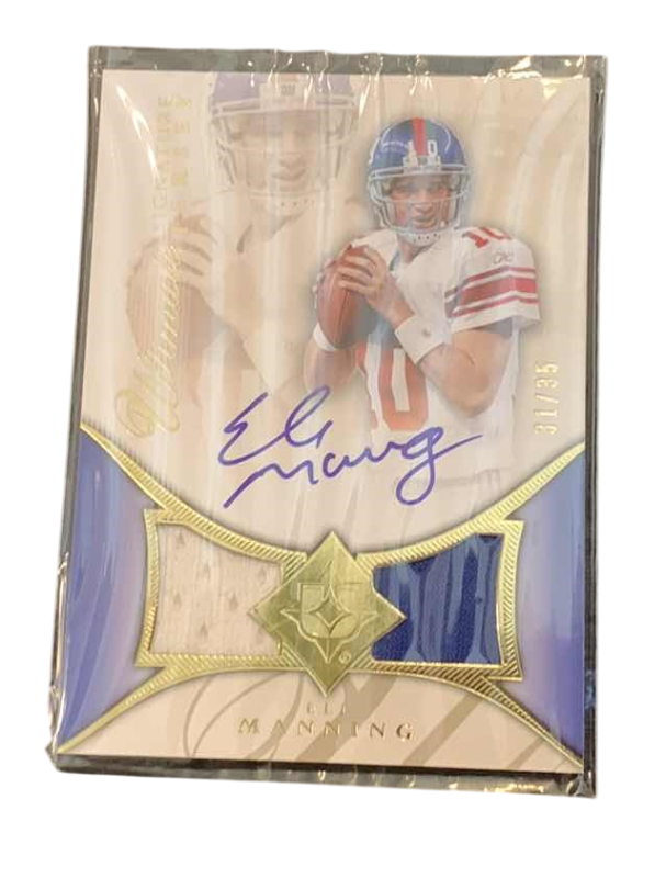 Photo 1 of 2008 UPPER DECK NFL FOOTBALL ELI MANNING AUTOGRAPHED JERSEY CARD 31/35