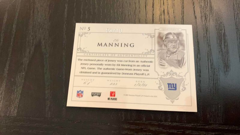Photo 1 of 2007 DONRUSS ELI MANNING JERSEY CARD 3/10 NFL FOOTBALL