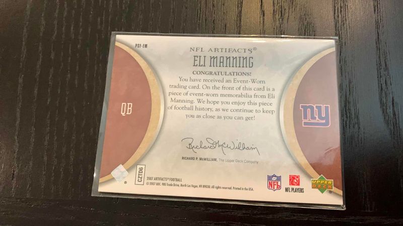 Photo 1 of 2007 UPPER DECK ELI MANNING JERSEY CARD 129/350 NFL FOOTBALL