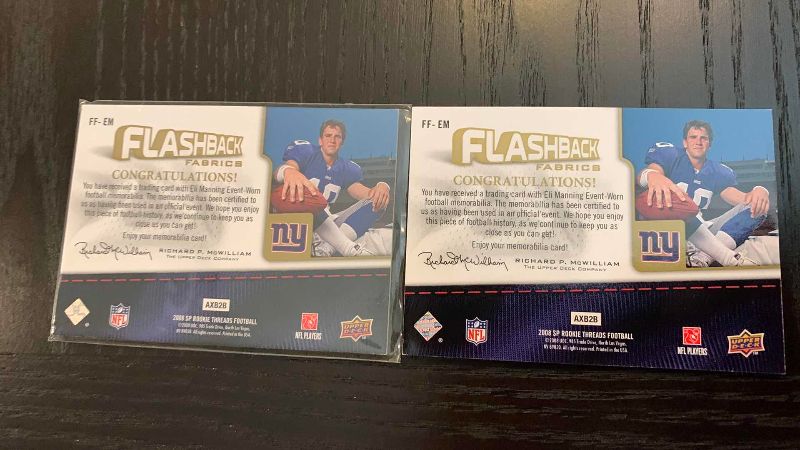 Photo 1 of 2-UPPER DECK ELI MANNING JERSEY CARDS NUMBERED NFL FOOTBALL