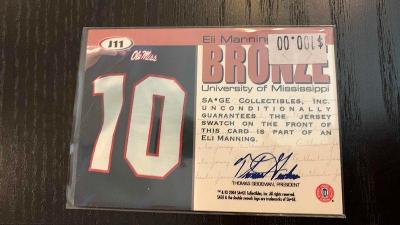 Photo 1 of 2004 SAGE ELI MANNING JERSEY CARD 38/75 NFL FOOTBALL