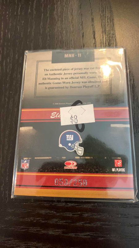 Photo 1 of 2008 DONRUSS ELI MANNING JERSEY CARD 53/250