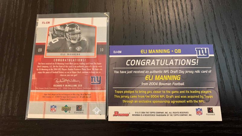 Photo 1 of 2-2004 ELI MANNING JERSEY ROOKIE CARDS NFL FOOTBALL