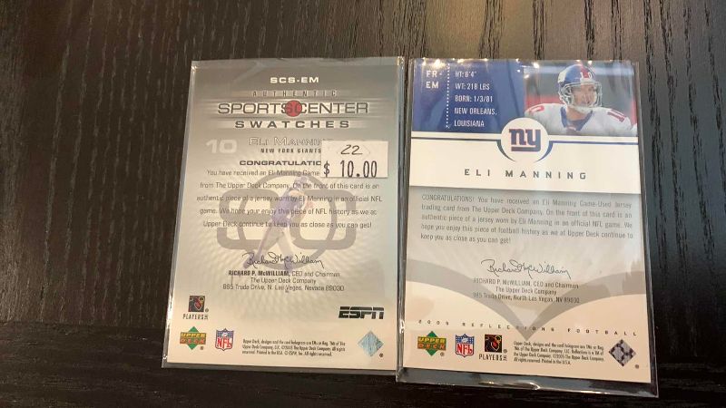Photo 1 of 2-2005 ELI MANNING JERSEY CARDS