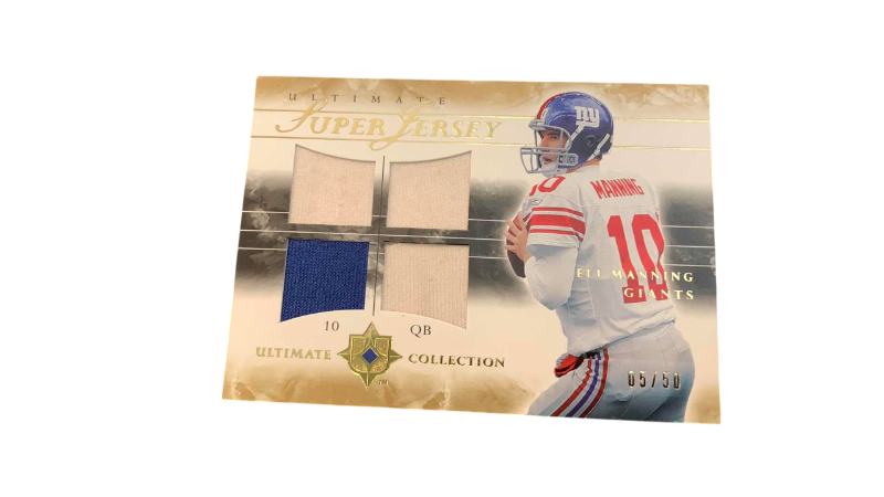 Photo 1 of 2006 UPPER DECK ELI MANNING QUAD JERSEY CARD NFL FOOTBALL 5/50
