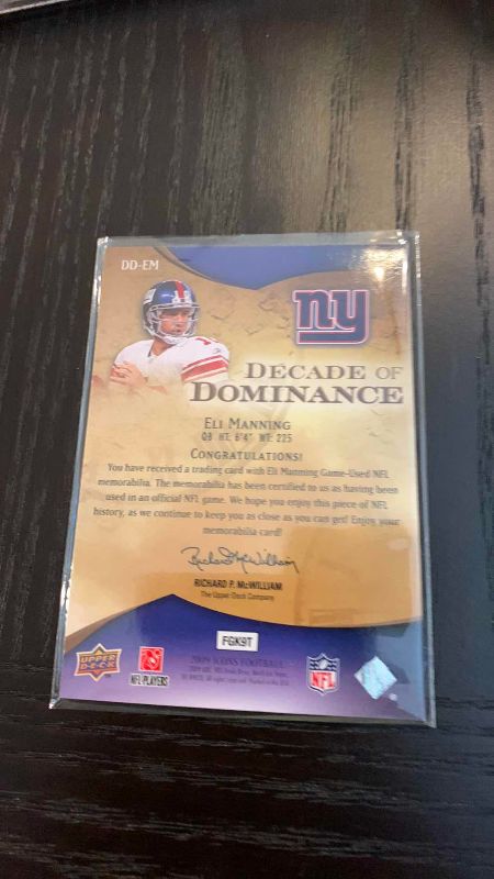 Photo 1 of 2009 UPPER DECK ELI MANNING JERSEY CARD 165/199 NFL FOOTBALL