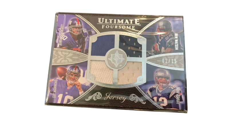 Photo 1 of UPPER DECK JERSEY CARDS ELI MANNING TOM BRADY 1/15 NFL FOOTBALL