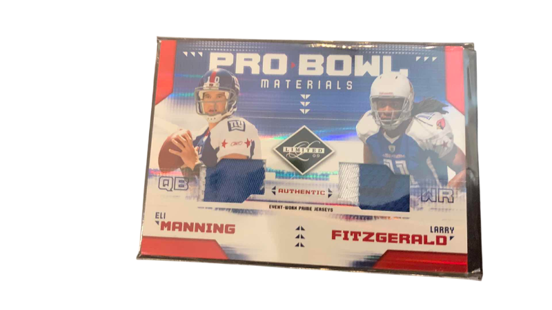 Photo 1 of 2009 PANINI ELI MANNING AND LARRY FITZGERALD PRO BOWL 11/25 JERSEY CARDS