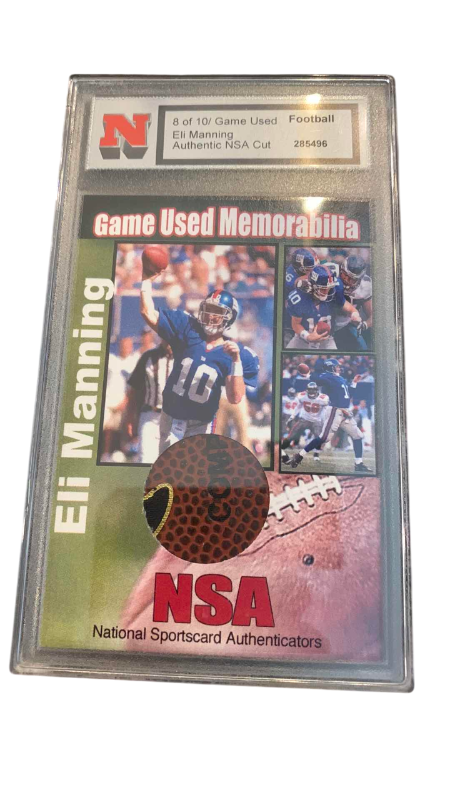 Photo 1 of ELI MANNING GAME USED MEMORABILIA GRADED CARD 8/10