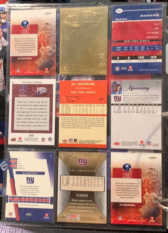 Photo 1 of 9-ELI MANNING FOOTBALL CARDS
