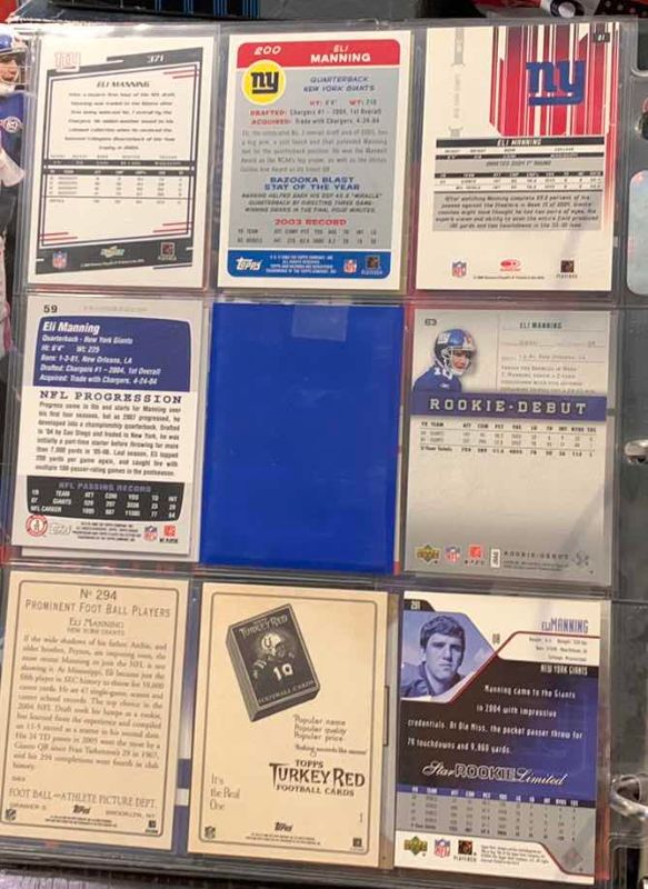 Photo 1 of 9-ELI MANNING FOOTBALL CARDS