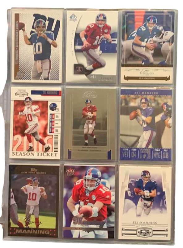 Photo 1 of 9-ELI MANNING FOOTBALL CARDS