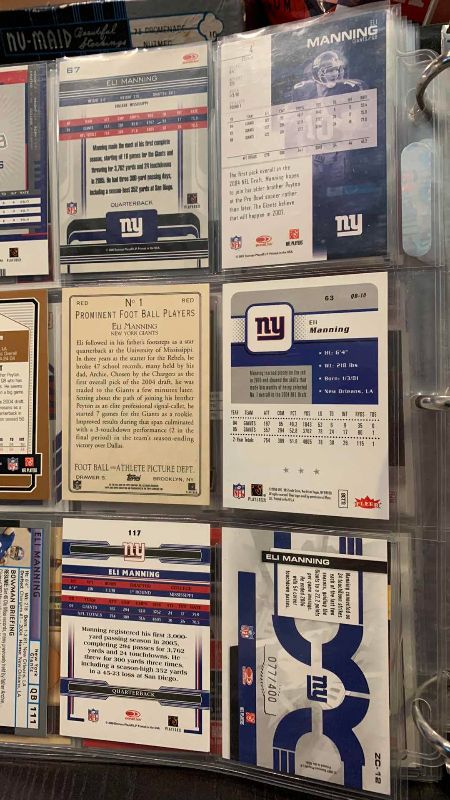 Photo 1 of 9-ELI MANNING FOOTBALL CARDS ONE NUMBERED