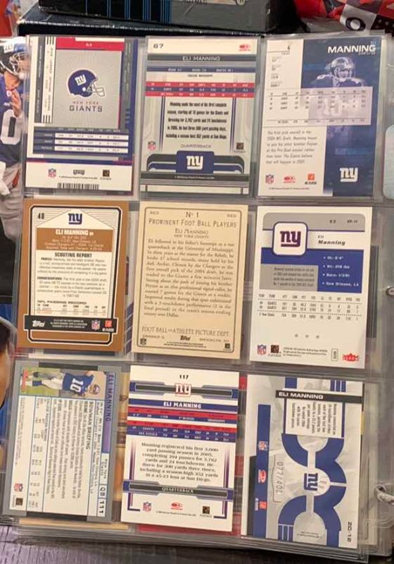 Photo 1 of 9-ELI MANNING FOOTBALL CARDS ONE NUMBERED