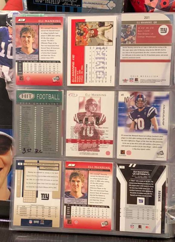 Photo 1 of 9-ELI MANNING FOOTBALL CARDS