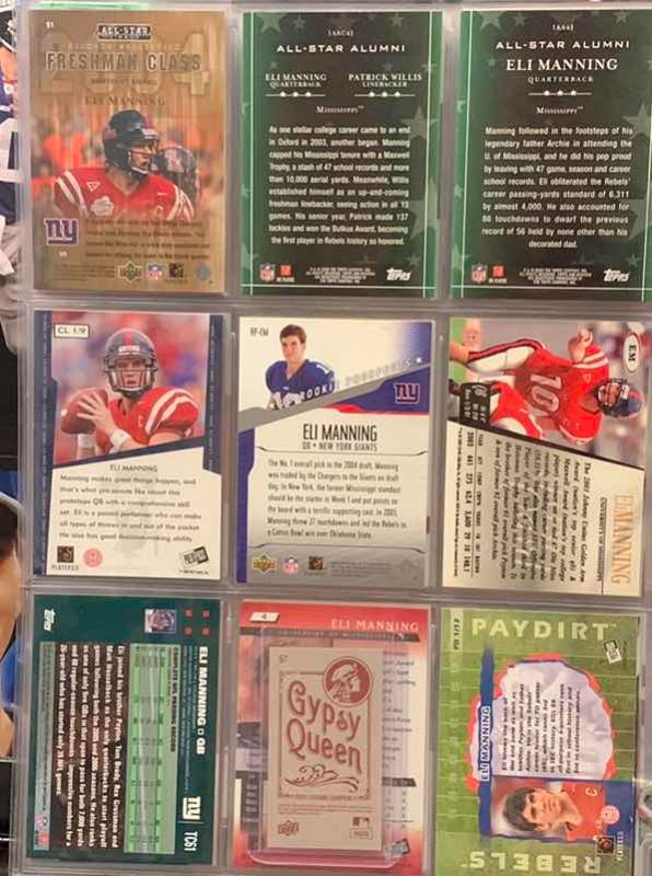 Photo 1 of 9-ELI MANNING FOOTBALL CARDS