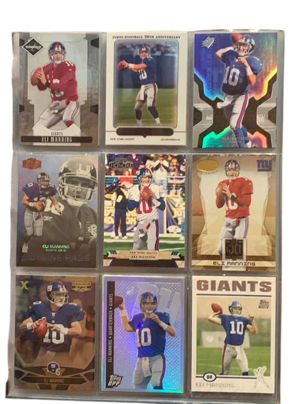 Photo 1 of 9-ELI MANNING FOOTBALL CARDS ONE NUMBERED