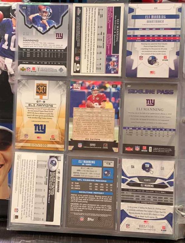 Photo 1 of 9-ELI MANNING FOOTBALL CARDS ONE NUMBERED