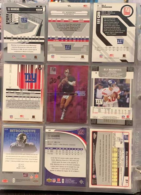 Photo 1 of 9-ELI MANNING FOOTBALL CARDS SOME NUMBERED