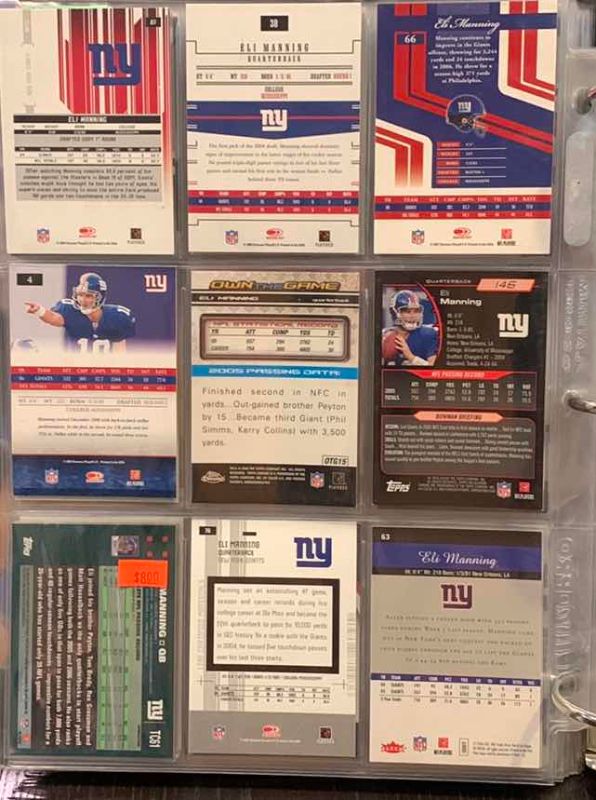 Photo 1 of 9-ELI MANNING FOOTBALL CARDS