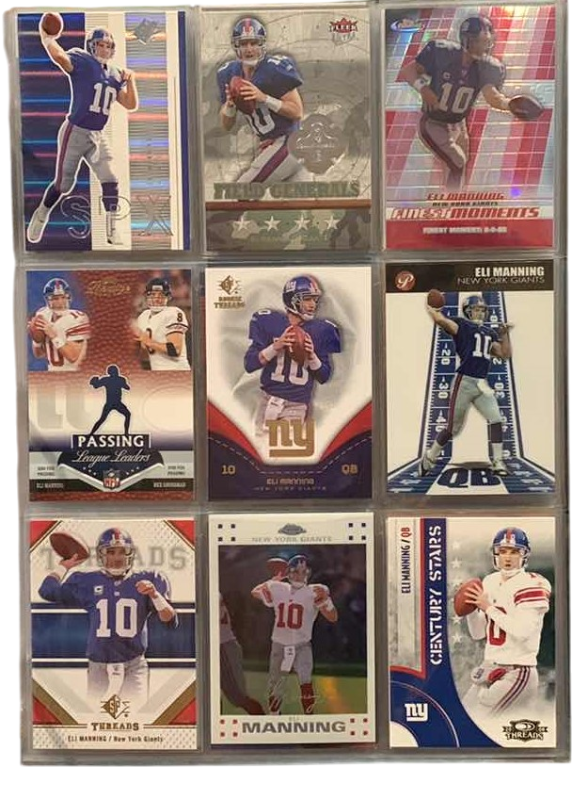 Photo 1 of 9-ELI MANNING FOOTBALL CARDS