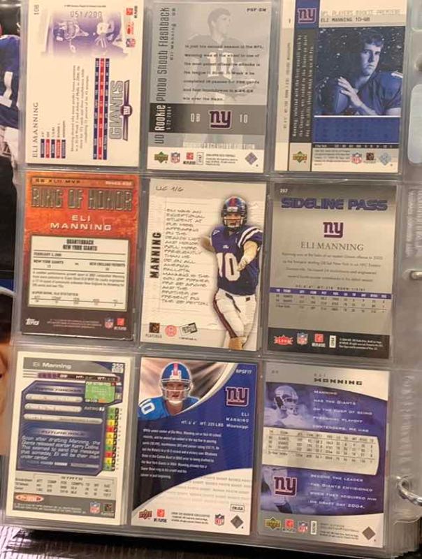 Photo 1 of 9-ELI MANNING FOOTBALL CARDS