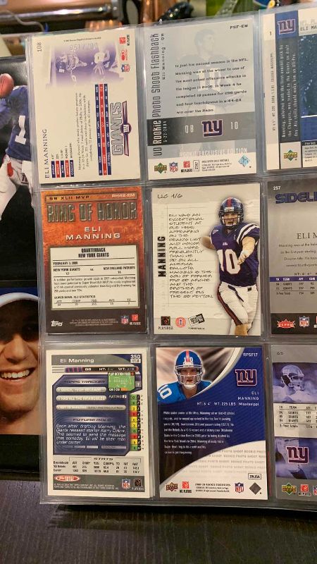 Photo 1 of 9-ELI MANNING FOOTBALL CARDS