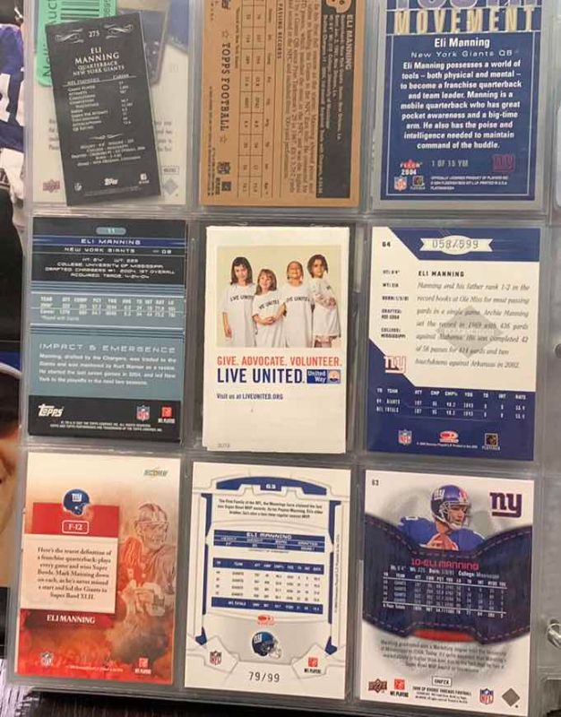 Photo 1 of 9-ELI MANNING FOOTBALL CARDS ONE NUMBERED
 