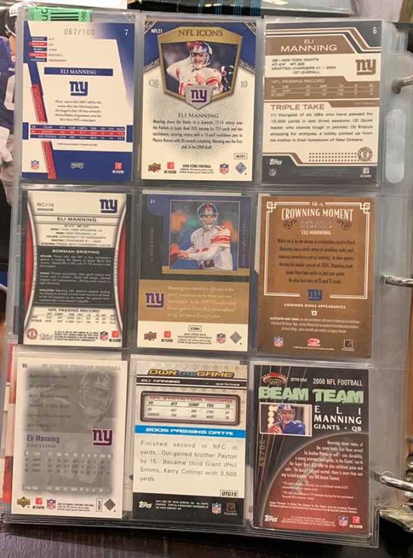 Photo 1 of 9-ELI MANNING FOOTBALL CARDS ONE NUMBERED 