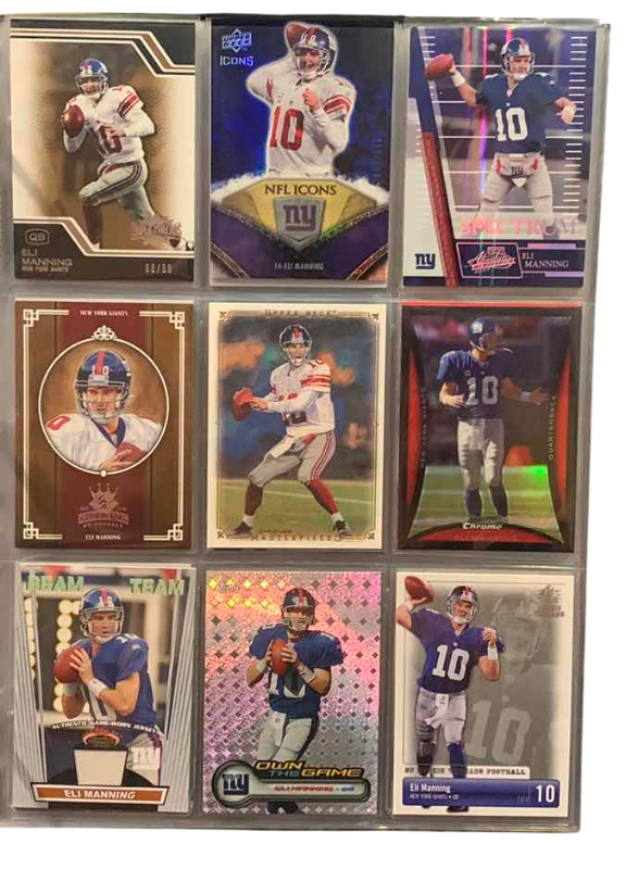Photo 1 of 9-ELI MANNING FOOTBALL CARDS ONE NUMBERED 