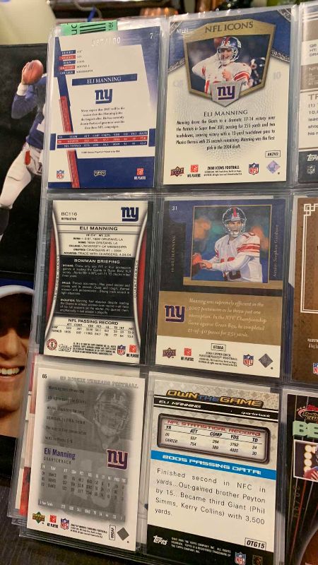 Photo 1 of 9-ELI MANNING FOOTBALL CARDS ONE NUMBERED 