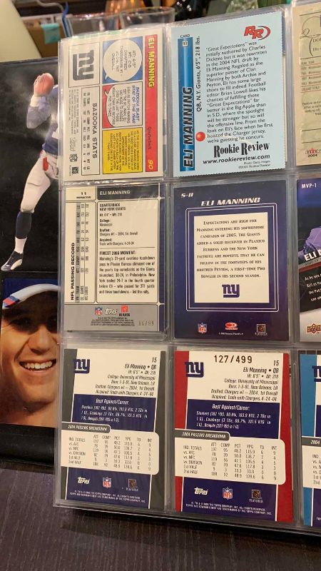 Photo 1 of 9-ELI MANNING FOOTBALL CARDS SOME NUMBERED