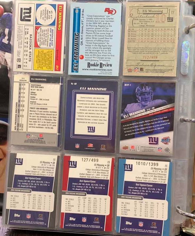 Photo 1 of 9-ELI MANNING FOOTBALL CARDS SOME NUMBERED