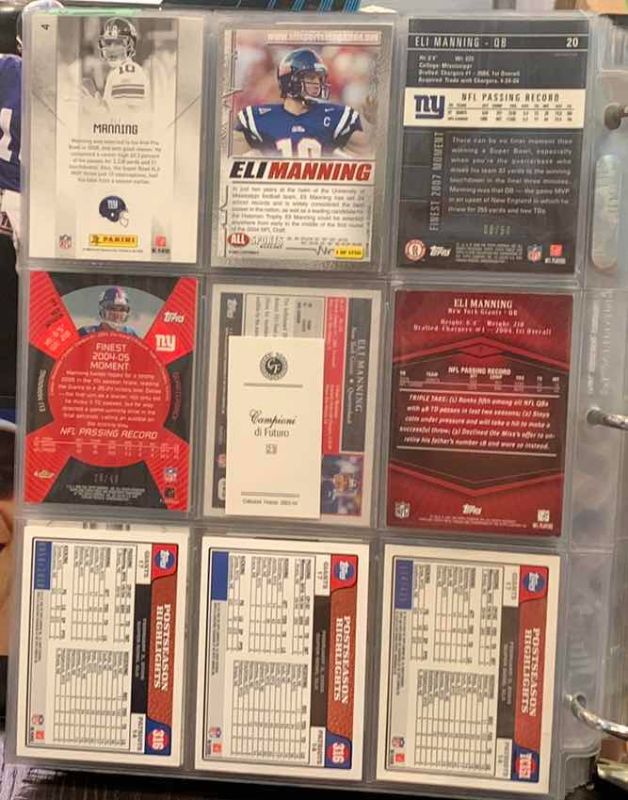 Photo 1 of 9-ELI MANNING FOOTBALL CARDS ONE NUMBERED