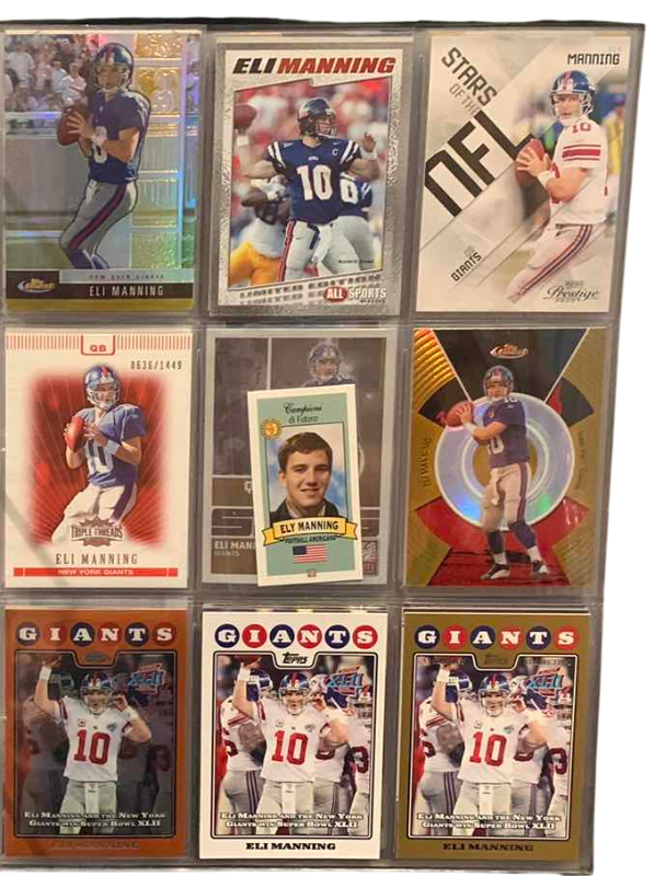 Photo 1 of 9-ELI MANNING FOOTBALL CARDS ONE NUMBERED