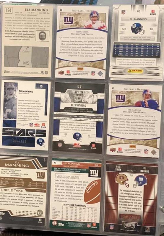 Photo 1 of 9-ELI MANNING FOOTBALL CARDS
