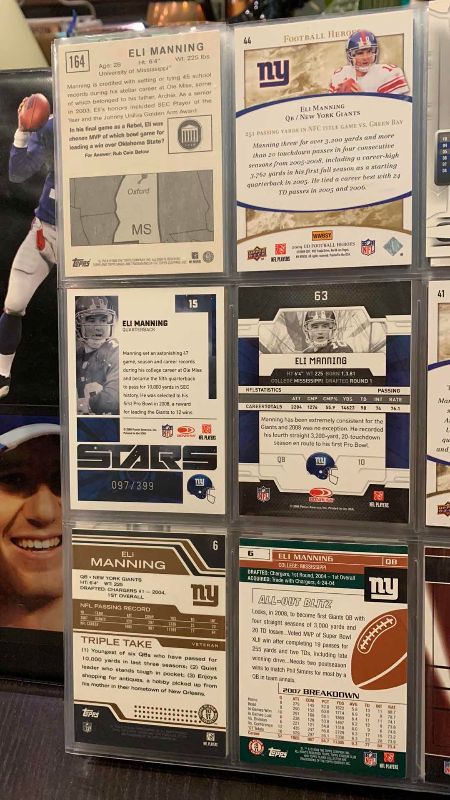 Photo 1 of 9-ELI MANNING FOOTBALL CARDS