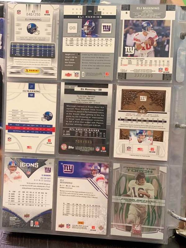 Photo 1 of 9-ELI MANNING FOOTBALL CARDS SOME NUMBERED