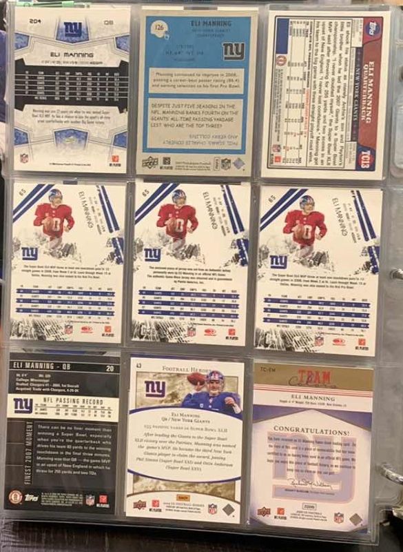 Photo 1 of 9-ELI MANNING FOOTBALL CARDS