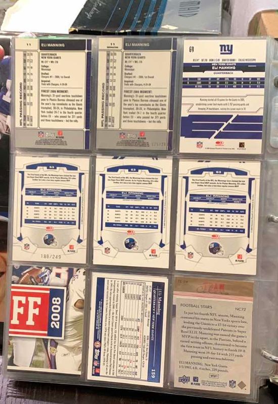 Photo 1 of 9-ELI MANNING FOOTBALL CARDS ONE NUMBERED