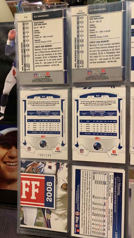 Photo 1 of 9-ELI MANNING FOOTBALL CARDS ONE NUMBERED