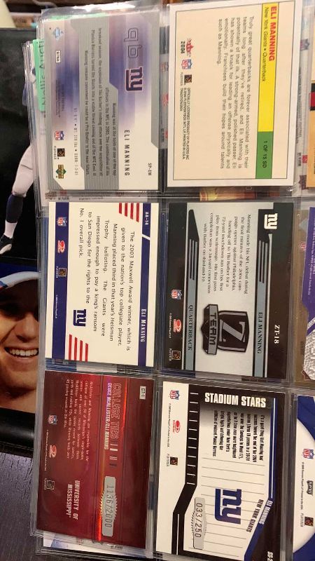 Photo 1 of 9-ELI MANNING FOOTBALL CARDS SOME NUMBERED