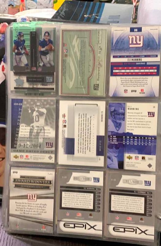 Photo 1 of 9-ELI MANNING FOOTBALL CARDS SOME NUMBERED